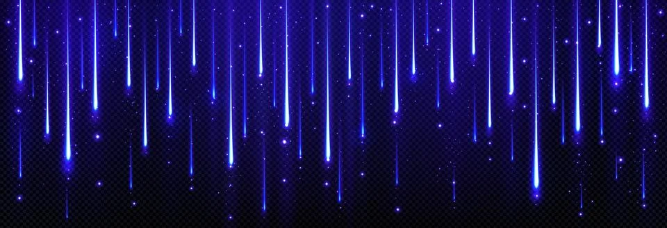 Realistic blue light effect of meteor rain in sky Stock Illustration