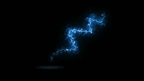 Realistic Blue Lightning Strike Hitting the Ground with Electric Smoke Effect Vídeos de archivo 334989349