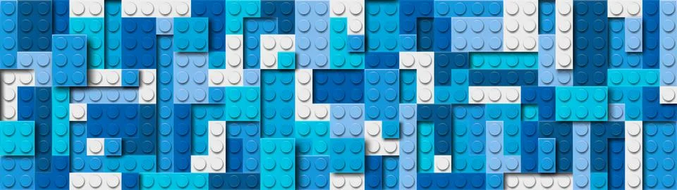Realistic blue plastik constructor background with shadows. Play and build Stock Illustration