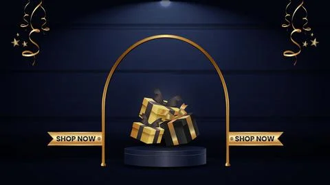 Realistic blue podium under the light with copy space Stock Illustration