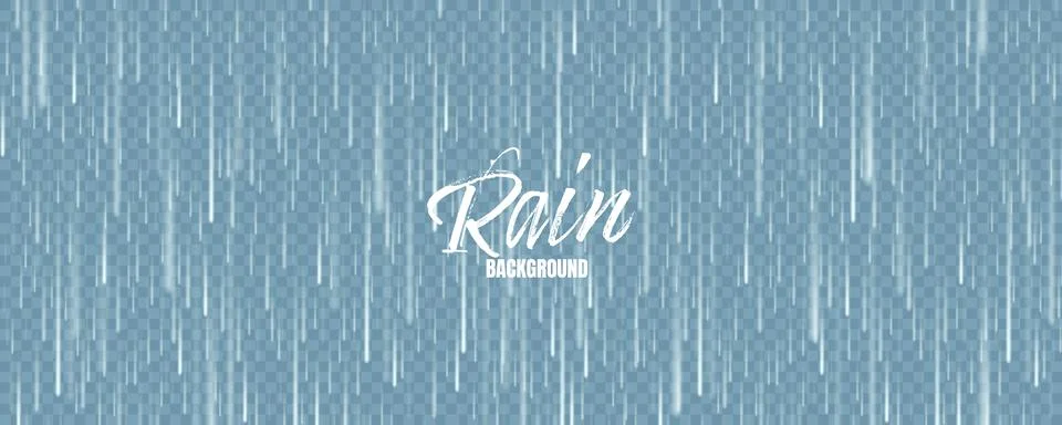 Realistic blue rain texture. Rainfall, water drops effect. Autumn wet rainy day Stock Illustration