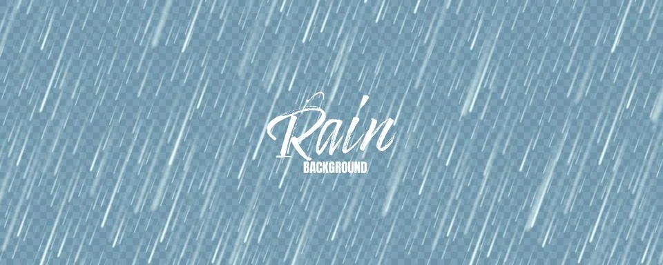 Realistic blue rain texture. Rainfall, water drops effect. Autumn wet rainy day Stock Illustration