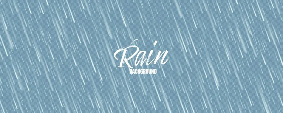 Realistic blue rain texture. Rainfall, water drops effect. Autumn wet rainy day Stock Illustration