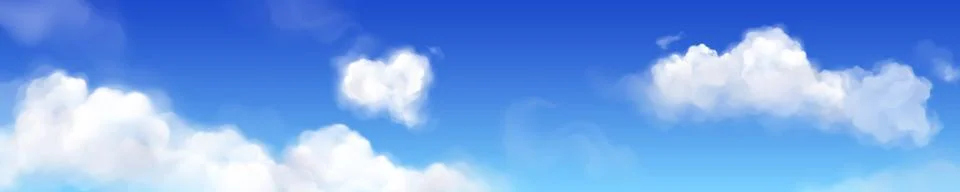 Realistic blue sky with white clouds Stock Illustration