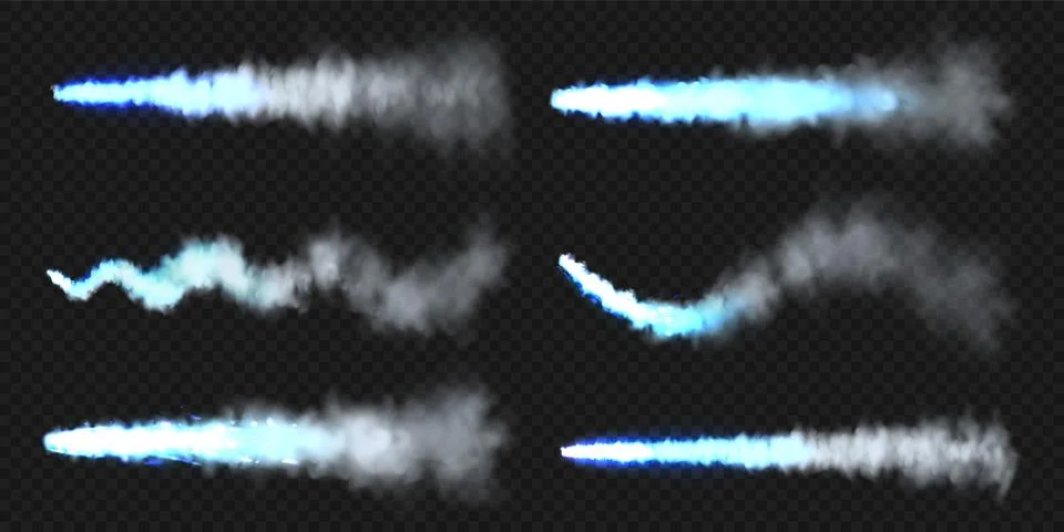 Realistic blue space rocket trails. Festive fireworks launch. Fire burst Stock Illustration