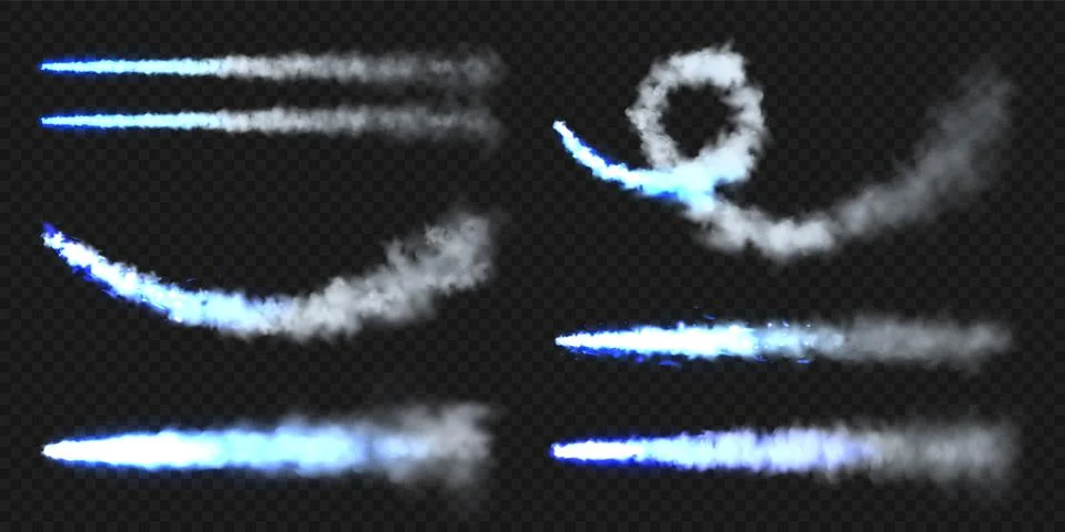 Realistic blue space rocket trails. Festive fireworks launch. Fire burst Stock Illustration