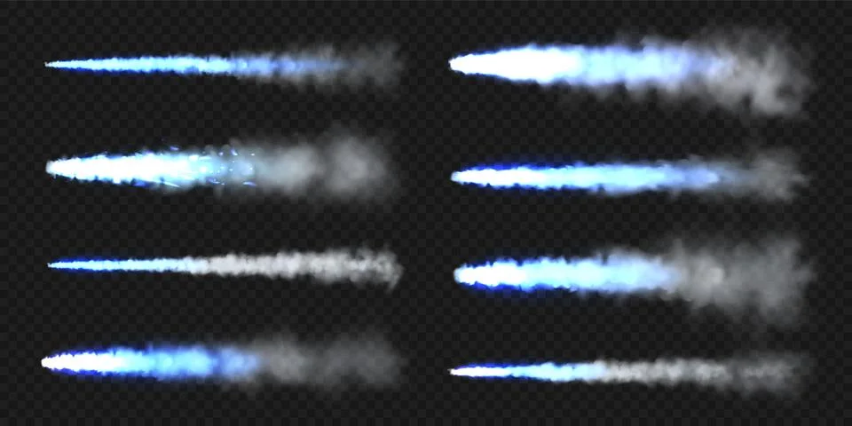 Realistic blue space rocket trails. Festive fireworks launch. Fire burst Stock Illustration