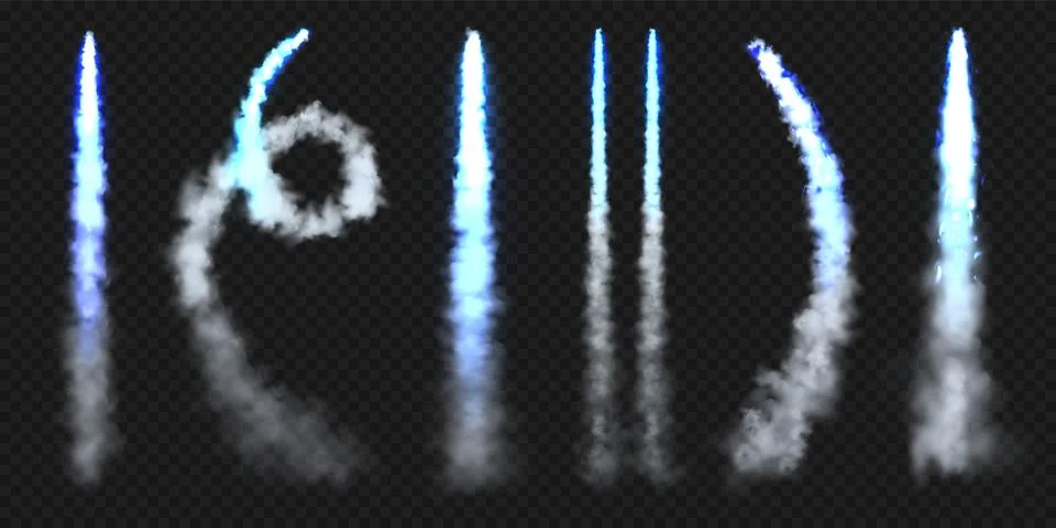 Realistic blue space rocket trails. Festive fireworks launch. Fire burst Stock Illustration