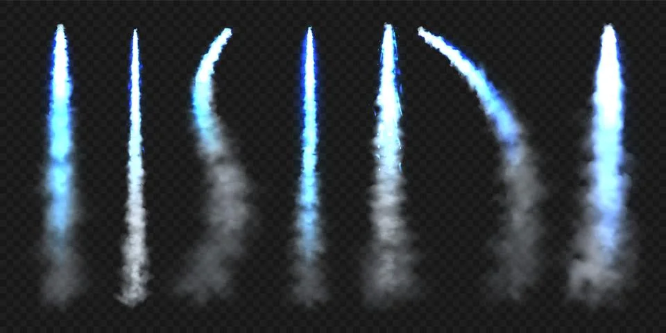 Realistic blue space rocket trails. Festive fireworks launch. Fire burst Stock Illustration