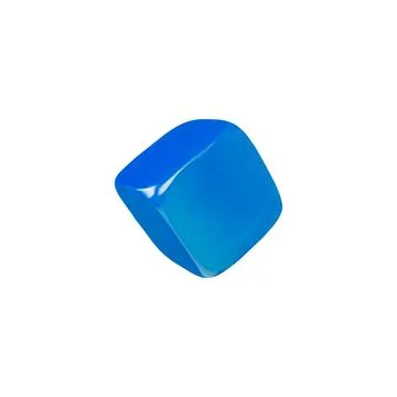 Realistic blue square cube with soft corners falling 3d vector, volume plastic Stock Illustration