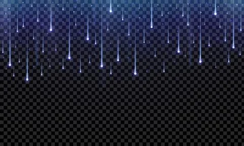 Realistic blue starfall isolated on transparent background. Stars, glitter, Stock Illustration