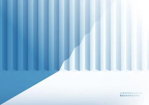 Realistic blue studio wall, Empty light&amp;shadow room interior in minimal 3d. Stock Illustration