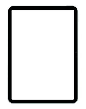 Realistic blue vertical tablet empty screen frame overlay mockup. Mobile pad Illustrazione stock
