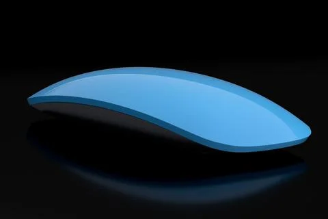 Realistic blue wireless computer mouse with touch isolated on black background. Stock Illustration