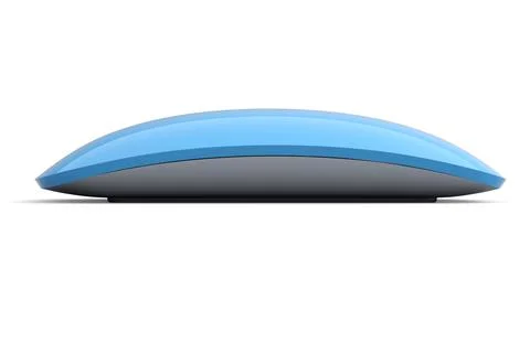 Realistic blue wireless computer mouse with touch isolated on white backgroun Stock Illustration