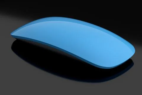 Realistic blue wireless computer mouse with touch isolated on black background. Stock Illustration