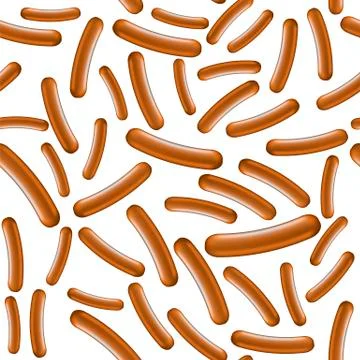 Realistic Boiled Sausage Seamless Pattern. Street Fast Food. Stock Illustration