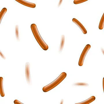 Realistic Boiled Sausage Seamless Pattern. Street Fast Food. Stock Illustration