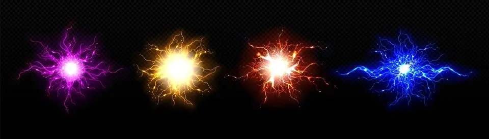 Realistic bolt circle with lightning explosion Stock Illustration