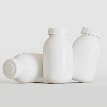 Realistic bottle white color on white background rendering 3D illustration ( Иллюстрация