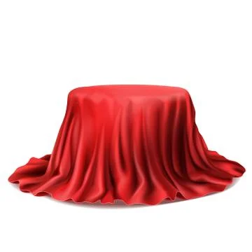 Realistic box covered with red silk cloth Stock Illustration