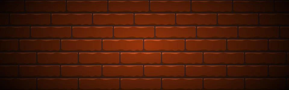 Realistic brick wall. Dark red nightly brick background design. Abstract banner Stock Illustration