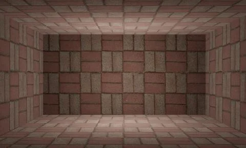 Realistic brick wall studio room texture background 3d rendered Stock Illustration