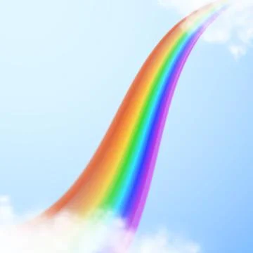Realistic bright rainbow in clouds on transparent background Stock Illustration