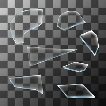 Realistic broken glass shards with transparency light refraction effect vector Stockillustratie