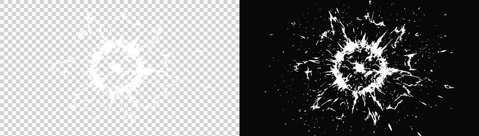 Realistic broken glass shatter effect with radial cracks and shards for pro.. Stock Illustration