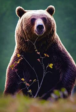 Realistic brown bear portrait. Stock Illustration