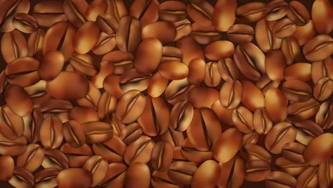 Realistic Brown Coffee Beans Pattern Illustration