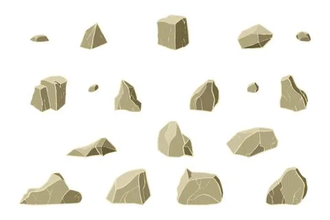 Realistic brown stone set Stock Illustration