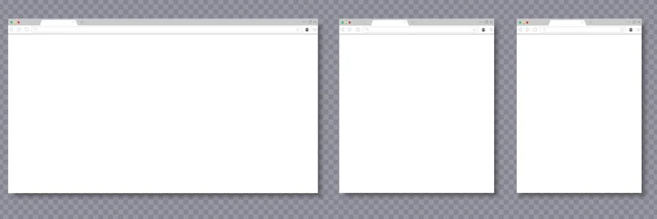 Realistic browser window mockup with transparent background for website des.. Illustrazione stock