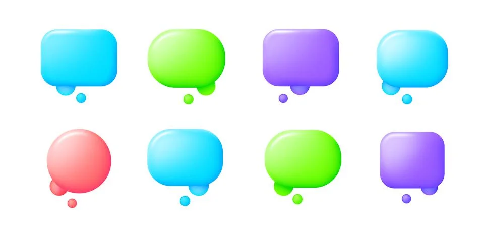 Realistic bubble 3d set on white background for banner design. Vector Illustrazione stock