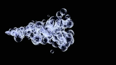 Realistic bubbles flowing directional from a point 4K UHD Stock-Footage 139096086