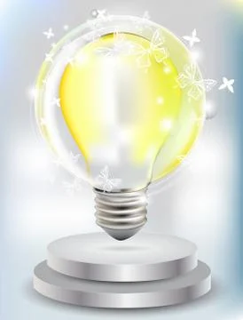 Realistic bulb with butterfly Stock Illustration