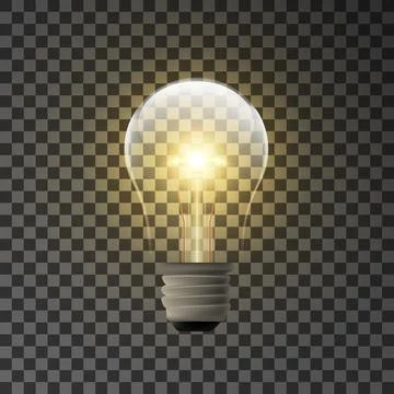 Realistic bulb with shining light Illustrazione stock