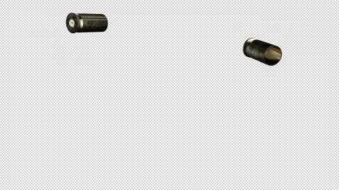 Realistic Bullet Shells Colliding Together While Falling And With Transparent Ba Stock Footage 160055105
