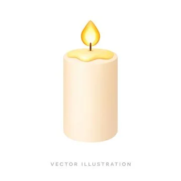 Realistic burning candle with soft flame glow. Minimal 3D realistic icon Stock Illustration