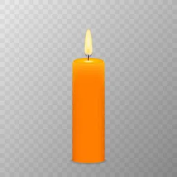 Realistic burning candle. Transparency grid. Vector stock illustration. Stock Illustration