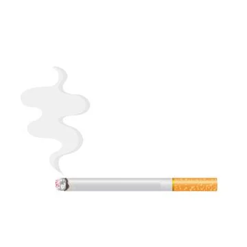 Realistic burning cigarette with smoke. Stock Illustration