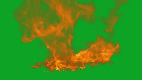 Realistic burning fire flame animation with orange sparks on green screen effect Stock Footage 332888690
