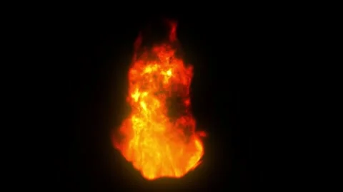 Realistic Burning Fire Flame Animation With Glowing Warm Sparks Vídeos de archivo 334987870