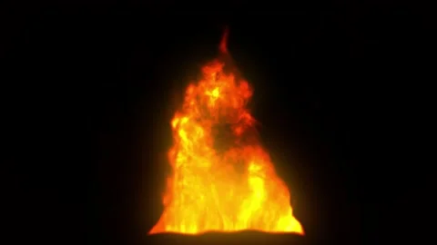 Realistic Burning Fire Flame Animation With Glowing Warm Sparks Vídeos de archivo 334987893