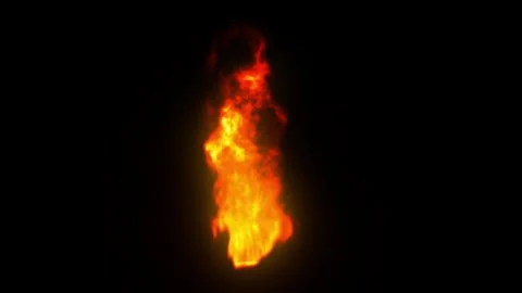 Realistic Burning Fire Flame Animation With Glowing Warm Sparks Stock Footage 334987894