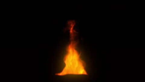 Realistic Burning Fire Flame Animation With Glowing Warm Sparks Vídeos de archivo 334987944