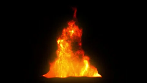 Realistic Burning Fire Flame Animation With Glowing Warm Sparks Vídeos de archivo 334988242