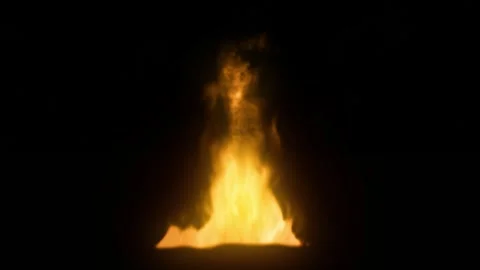 Realistic Burning Fire Flame Animation With Glowing Warm Sparks Vídeos de archivo 334989405