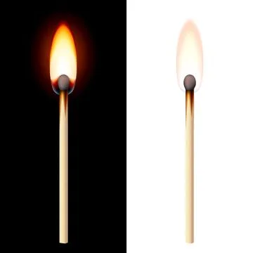 Realistic burning match Stock Illustration